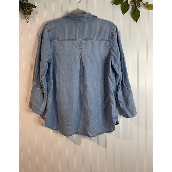 Workshop Republic Clothing Light Blue Tencel-Lyocell Button-Up Tunic Shirt - Picture 2 of 9